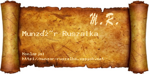 Munzár Ruszalka névjegykártya